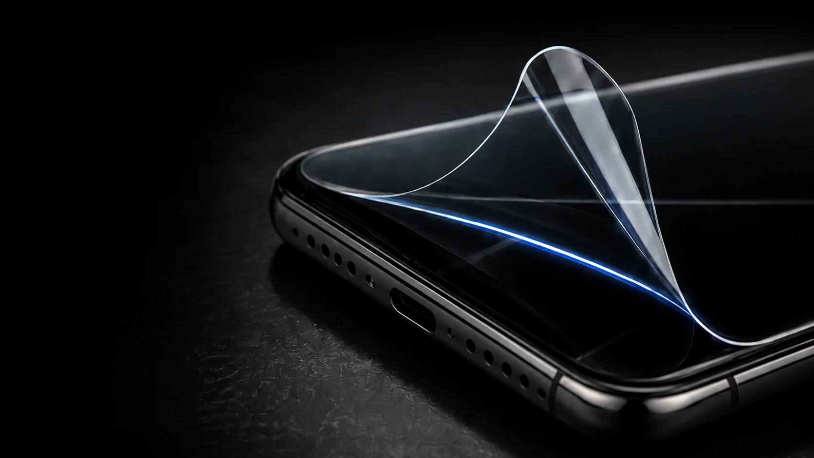 Protector transparente NanoShield Pro sobre un teléfono