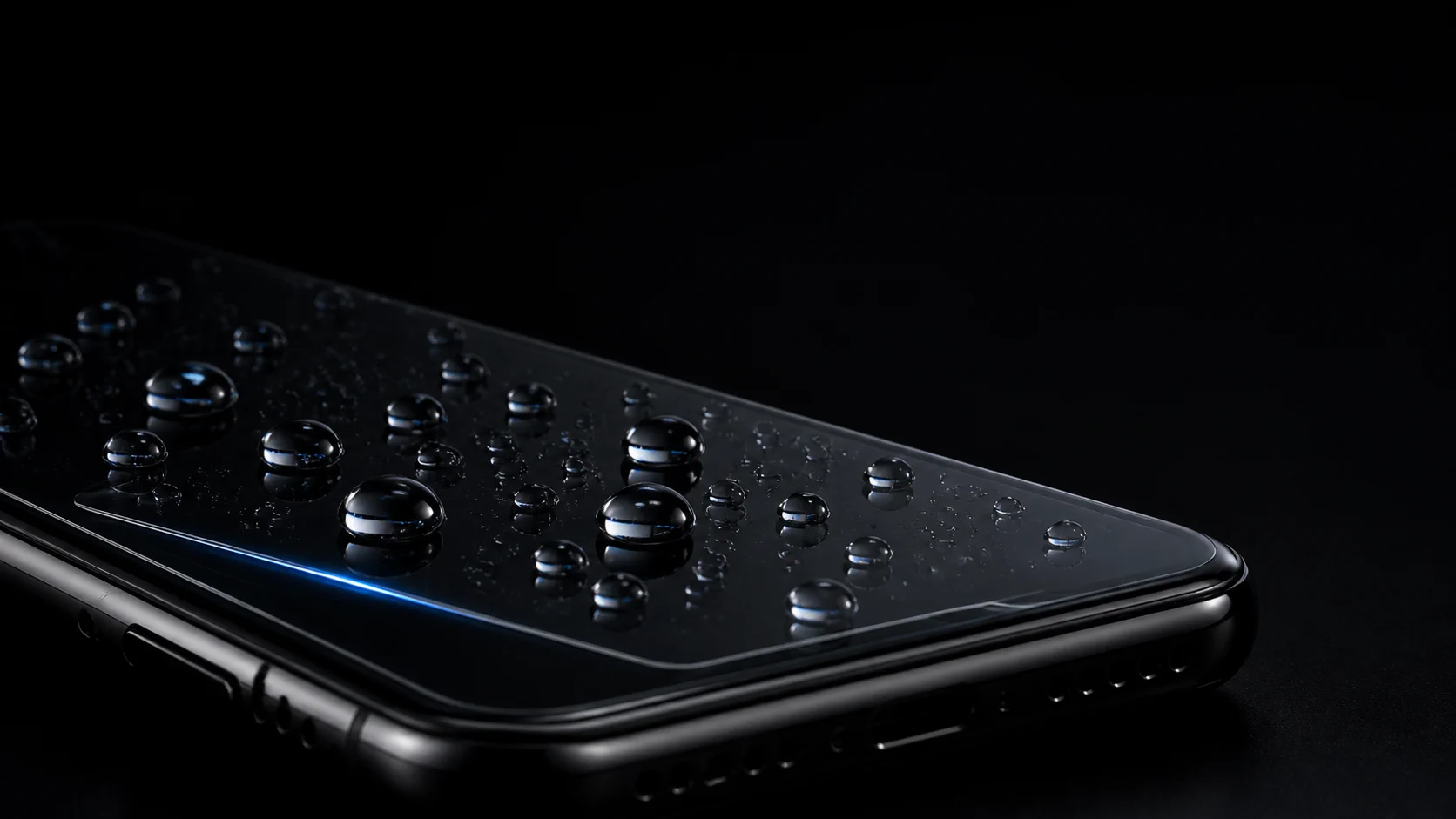 Pantalla protegida con gotas de agua